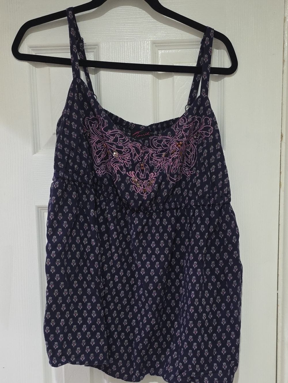 torrid Navy Camisole with Pink Embroidered Bodice